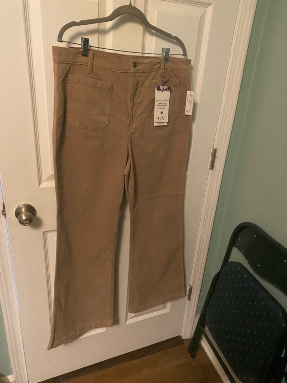 Casual Wide-Leg Corduroy Pants in Flaxen Wheat